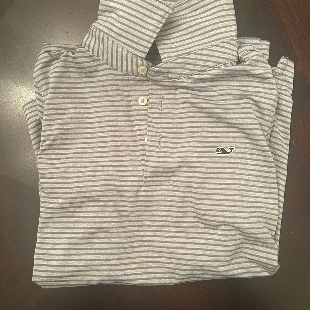 Vineyard Vines Grey Striped Short sleeved Polo S8-10